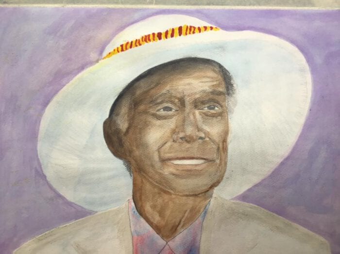 Original Watercolor of Uncle George Naope, 22" by 14 1/2" [56cm x 37cm] - 画像 (2)