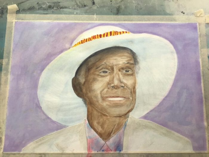 Original Watercolor of Uncle George Naope, 22" by 14 1/2" [56cm x 37cm] - 画像 (3)