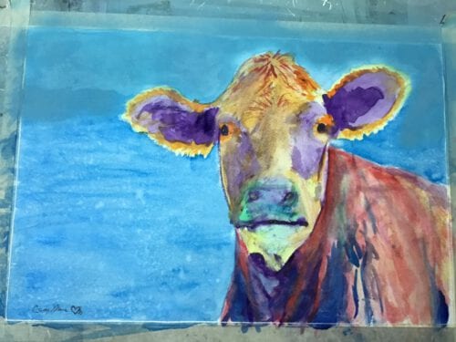 COWABUNGA: original watercolor, large 22" x 14 1/2" [37.5cm x 55.5cm]