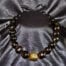 21 inch Black Polished Kukui Nut Lei with 24K Gold Plated Tiger Kukui Nut Middle