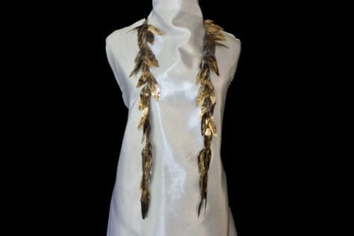 Triple Strand Marbled Brass Hawaiian Maile Lei