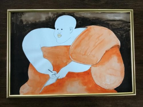 The Biggest Monk, original watercolor by Craig Moore